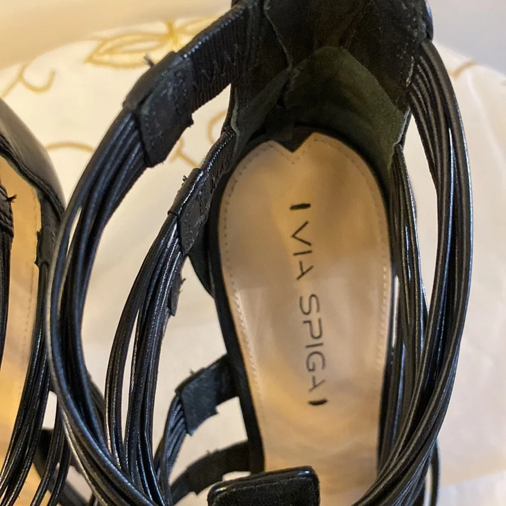 Via Spiga women’s designer Italian leather strappy heeled sandals black 9.5 🌹 - Picture 4 of 11